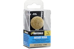 Kutzall Original Sphere Rotary Burr, 1⁄4" Shaft, Fine - Wood Carving Bit for Bosch, DeWalt, Milwaukee Tools. Abrasive Tungsten Carbide Coating, 1" (25.4mm) Head Diameter, S-1G