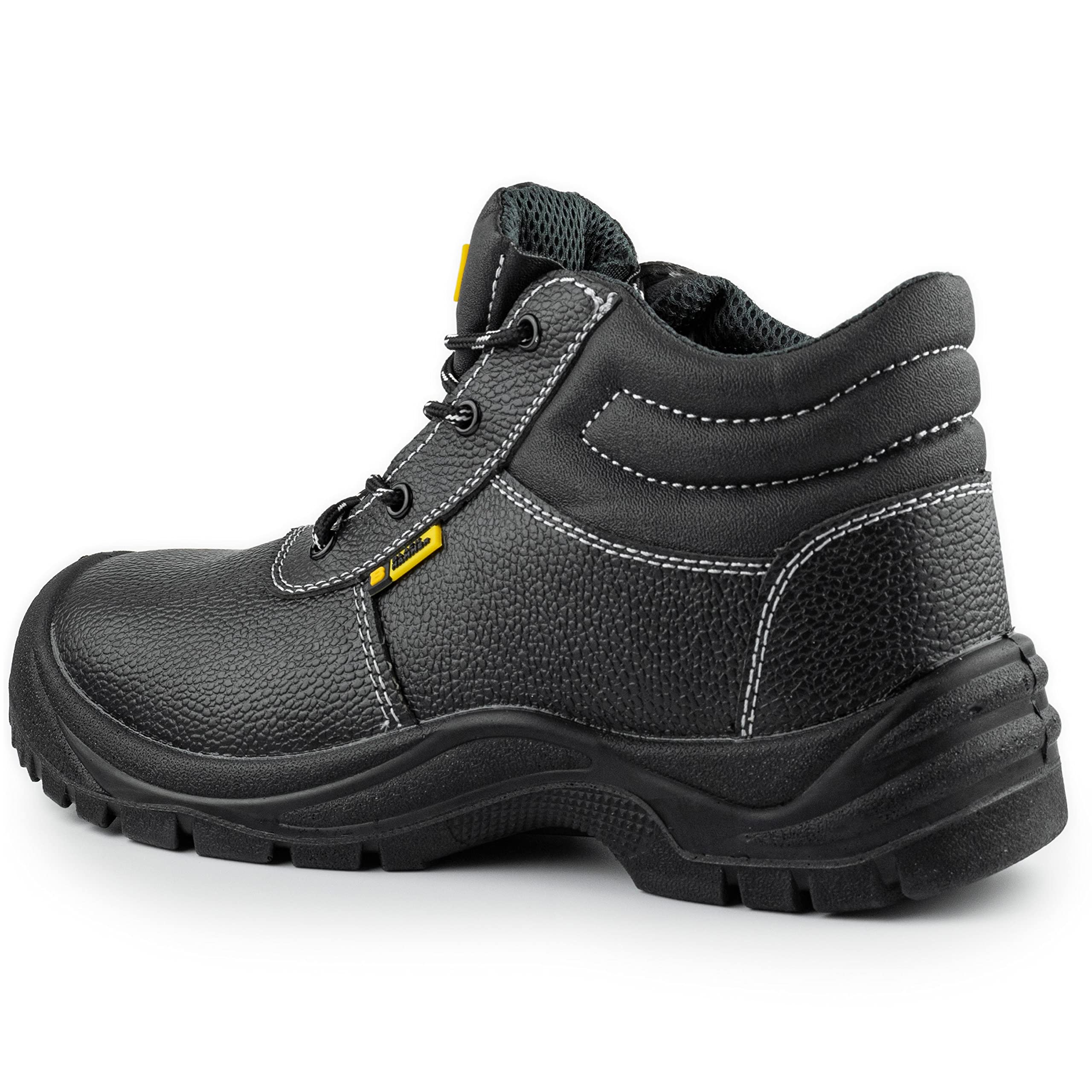 BLACK HAMMER Sicherheitsstiefel Herren Arbeitsschuhe Leder Stahlkappe Leichtes Schuhwerk S3 SRC 1400 Schwarz (42 EU) 9