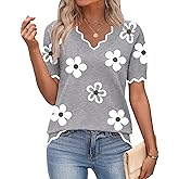 Zeagoo Women's Short Sleeve Sweater 2026 Spring Summer V Neck Lightweight Tops Dressy Blouses Business Casual Outfits