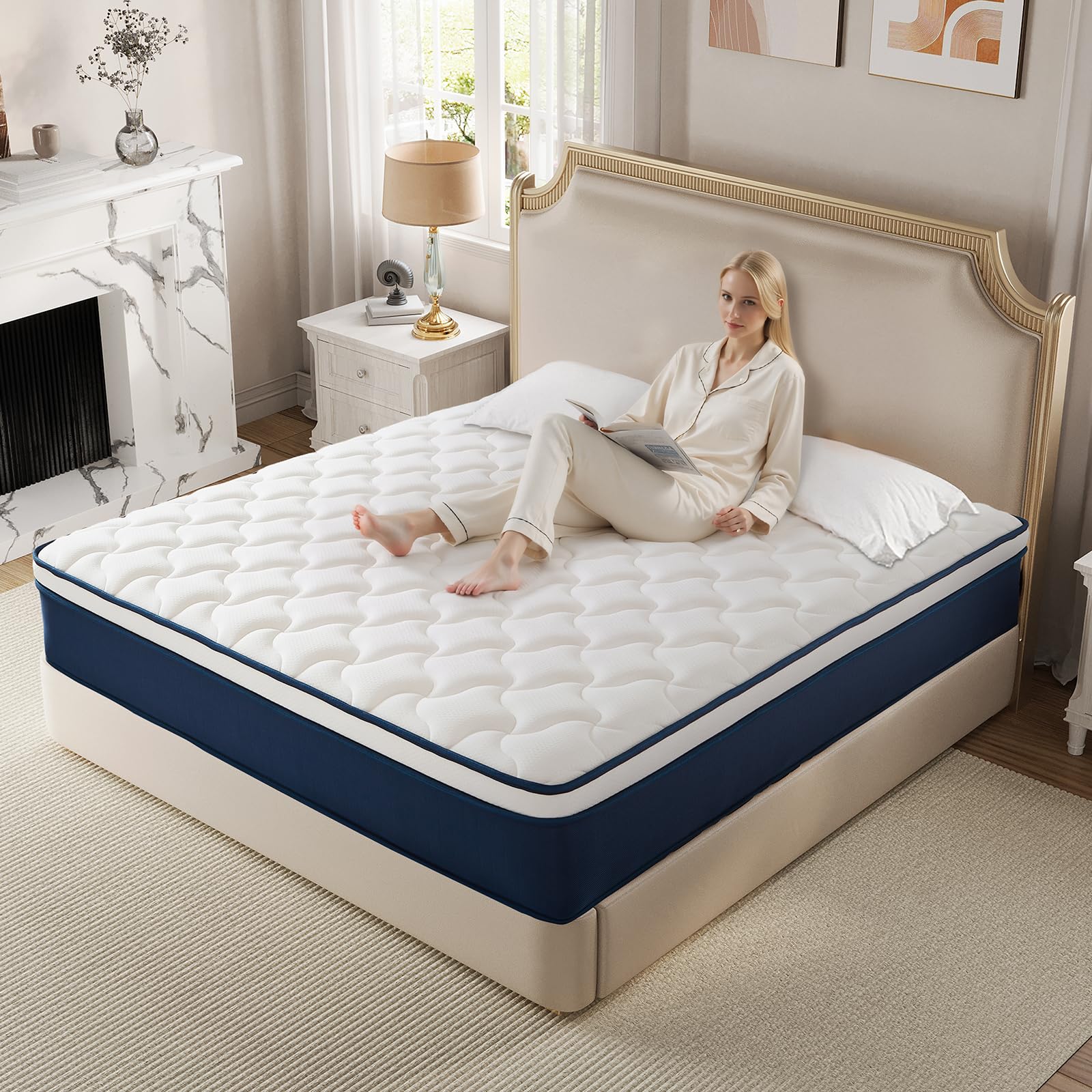 Photo 1 of Kesyup Full Size 12 Inch Gel Memory Foam Hybrid Mattress in a Box - 55x75 Inch, Pocket Springs & Medium Firm for Pressure Relief, Motion Isolation, 100 Nights Trial