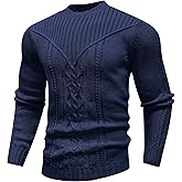SAVKOOV Men's Pullover Long Sleeve Crewneck Knitted Sweater