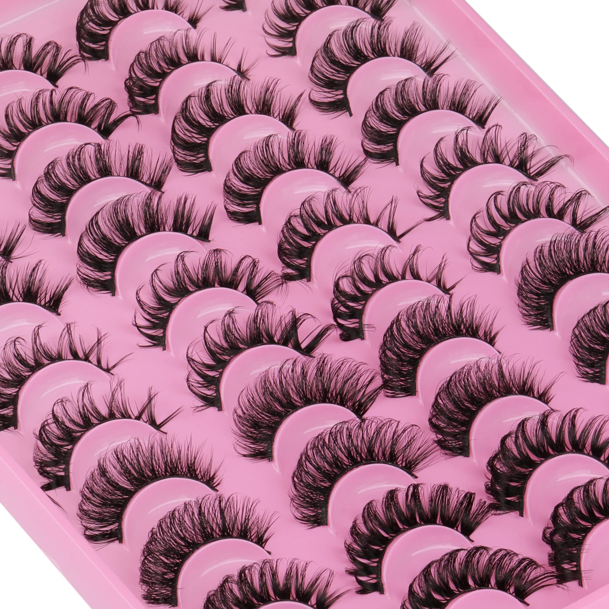 Photo 1 of False Eyelashes Russian Strip Lashes D Curly 20 Pairs 5 Styles Pack Fluffy Natural Fake Lashes Look like Eyelash Extensions by Yawamica