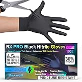 Raxwell Black Nitrile Disposable Gloves, Latex Free Food Grade, 6.5mil Mechanic Gloves for Cooking and BBQ