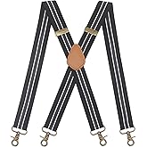 Timiot Mens Suspender 4 Swivel Strong Hooks Adjustable Braces Elastic Comfortable X Style Heavy Duty Strap