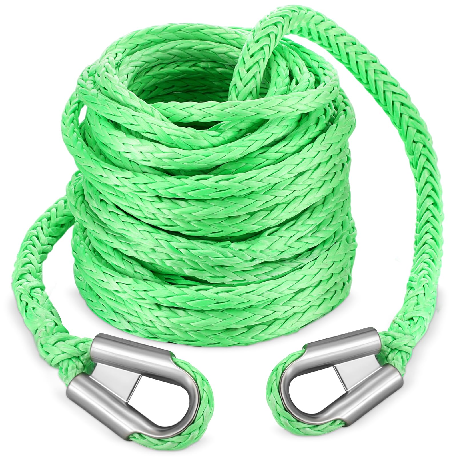 Photo 1 of Vincreem Synthetic Winch Rope 3/8'' x 50ft 24, 500 Lbs Synthetic Winch Extension Rope Cable Line for Off Road Vehicle ATV UTV SUV Truck, Green
