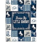 Western Baby Blanket, Western Decor for Nursery Room, Baby Blankets for Boys Girls, Cowboy Baby Blankets, Western Baby Stuff, Soft Warm Lightweight Nursery Bed Blanket for Newborn Toddlers Blue Themed
