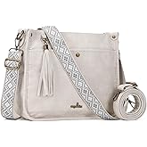 Angel Kiss Crossbody Bags for Women Trendy Vegan Leather Hobo Purses Shoulder Handbags Ladies Tassel Bag with Guitar Strap