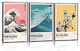 Katsushika Hokusai Set of 3 Japanese Poster Canvas