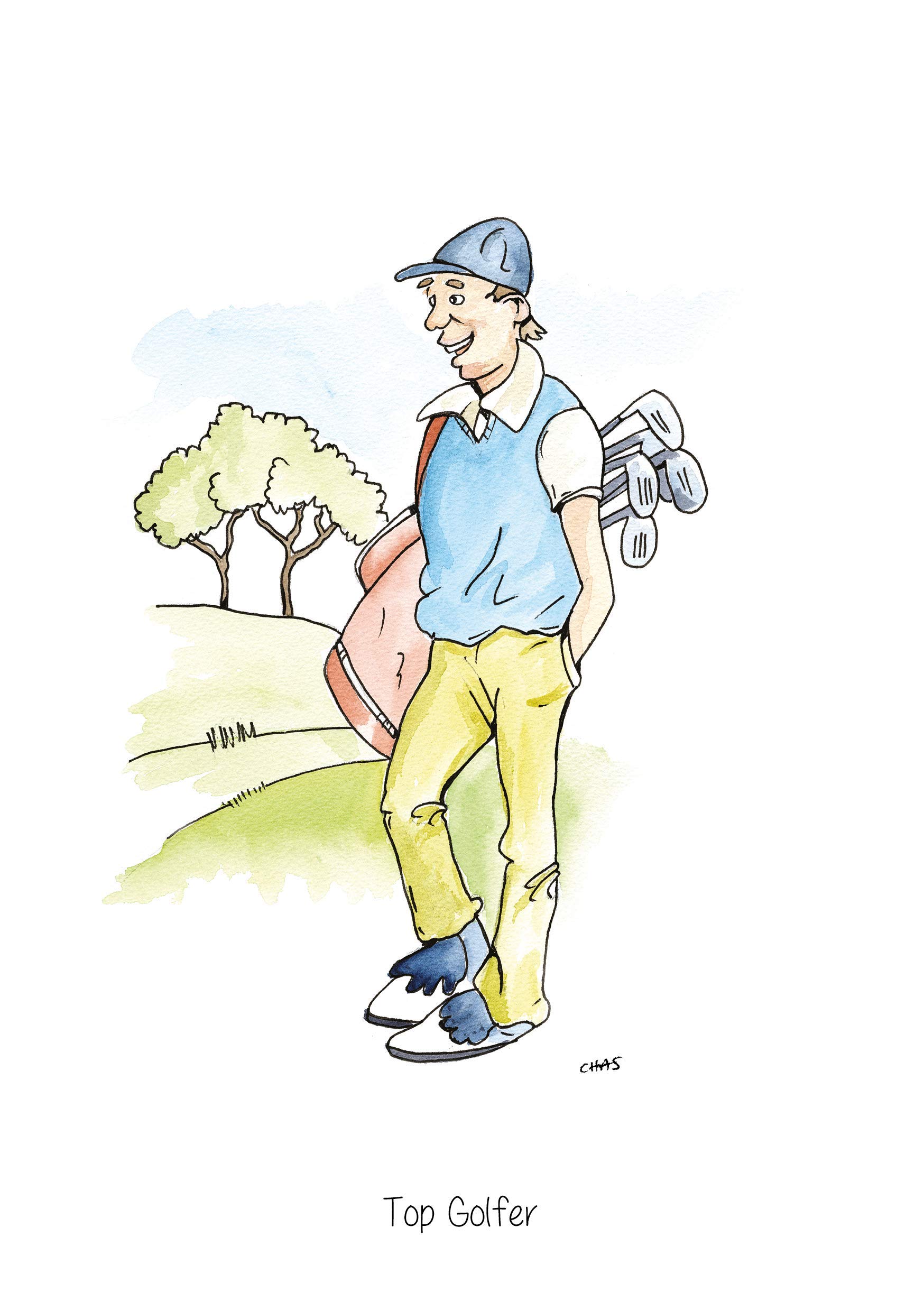 Farm Cottage Brands A5 Golf Greeting card 'Top Golfer' for thank you's, invitations, birthdays etc. Blank inside for your own message and supplied cellophane wrapped with an envelope (AC53)