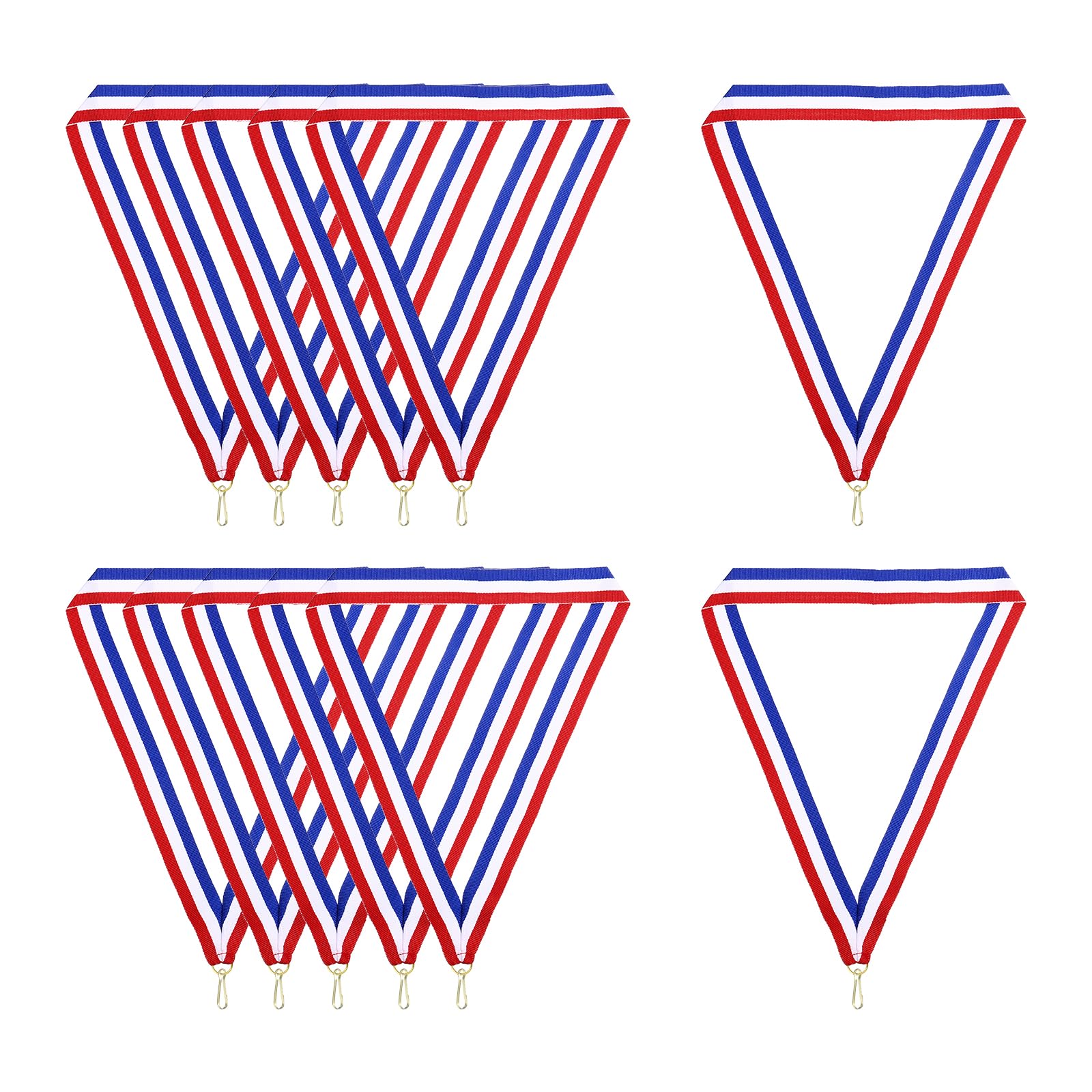 PATIKIL Award Neck Ribbons with Snap Clips, 12 Pcs Polyester Striped Medal Lanyards Ribbon for Competitions Sports Meetings Sports Party, Red White Blue