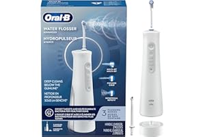 Oral-B Water Flosser Advanced, Portable Oral Irrigator Handle with 2 Nozzles, White
