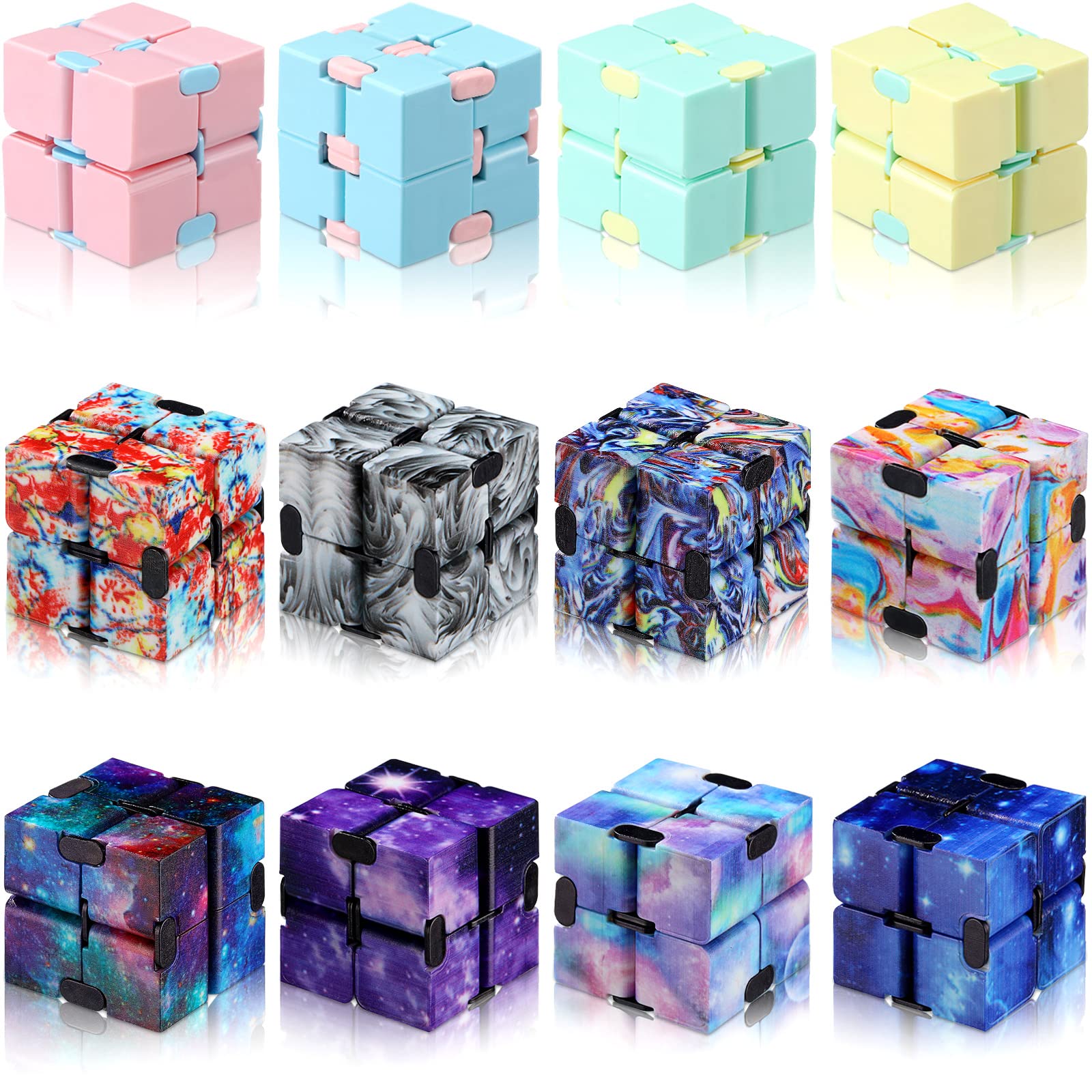 Photo 1 of 12 Pieces Mini Cube Blocks Desk Toy Magic Sensory Tool Blocks Puzzle Flip Cube for Teens Adults Birthday Favors