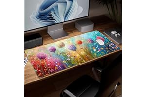 Leather Flower Desk Pad, Colorful Art Mouse Pad Large Computer Keyboard Gaming Mousepad Waterproof Desktop Protector & Cover,