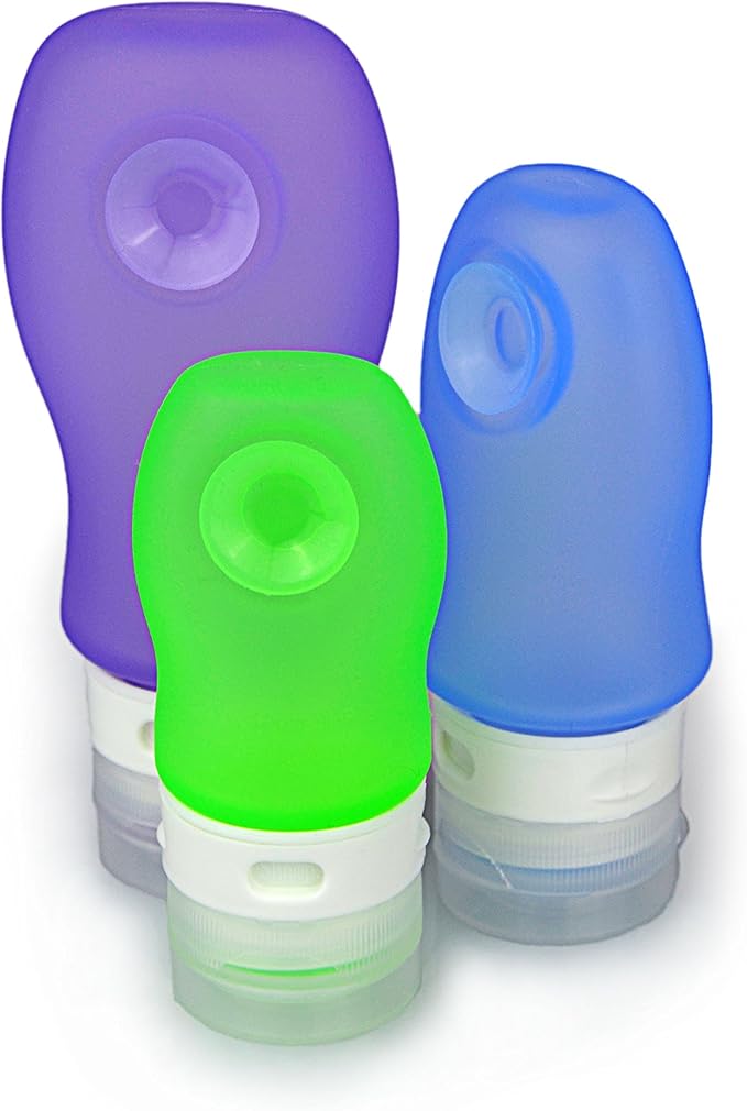 Set of 3 Travel Bottle with Suction Cup and 3 sizes (89ml, 60 ml, 37 ml