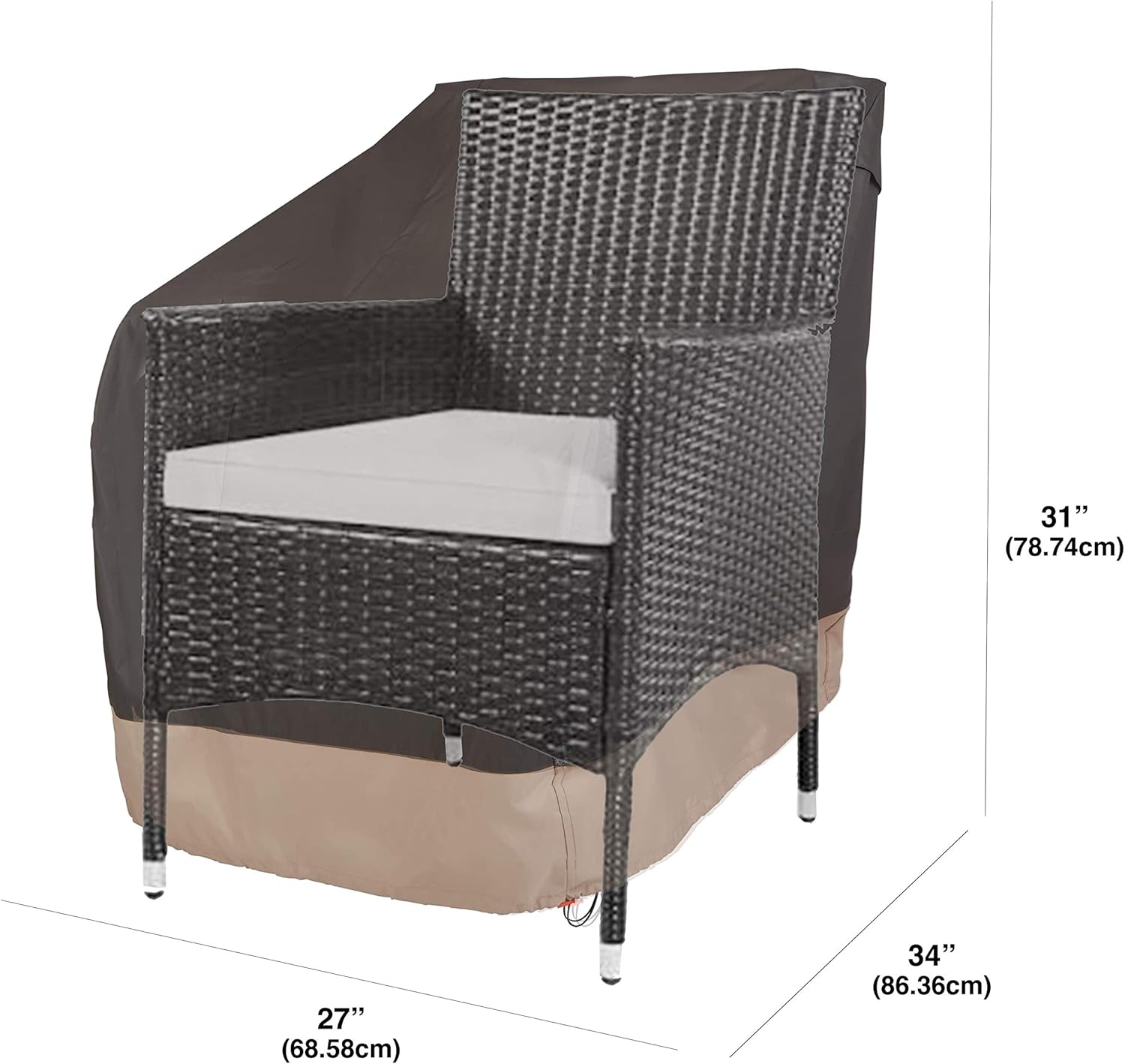 Modern Leisure 3134D Basics Outdoor Patio Chair Cover - Water Resistant (33 W x 34 D x 31 H inches), Khaki/Fossil : Garden & Outdoor