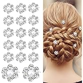 20Pcs White Flower Rhinestone Hair Clips, Mini Flower Hair Clips, Fancy Pearl Claw Clip, Small Decorative Hair Clip for Women Girls, Pearl Hair Accessories for Bridal Wedding Barrettes Supply