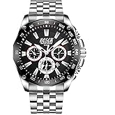 BOSCK Quartz Mens Watch,42mm (1.65 inches) Easy Read Day Stainless Steel Business Watch for Men,30M Waterproof Sports Mens Wrist Watches