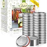 Dalzom&reg; 24Pcs Canning Lids with 24Pcs Rings Wide Mouth, Premium Mason Jar Lids with Bands/Rings for Ball, Kerr Jars - Food Grade Material, 100% Fit &amp; Airtight for Wide Mouth Mason Jars