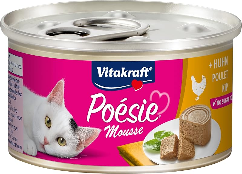 Poésie Mousse, Comida húmeda para Gatos, Mousse aireada con Pollo, en tamaño Reserva, sin azúcar añadido (12 x 85 g)