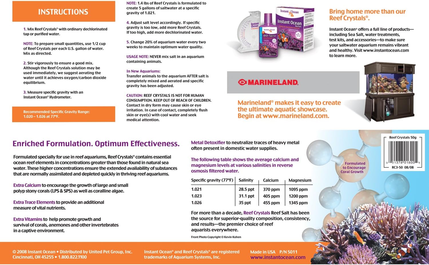 instant ocean salt parameters