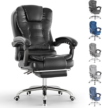Blisswood Executive Office Chair with Footrest Ergonomic 360° Swivel Black