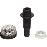 Seachoice Thru-Hull Strainer Mount with Aerator Screen, Fits 3/4 in. Hose, One Size, Black