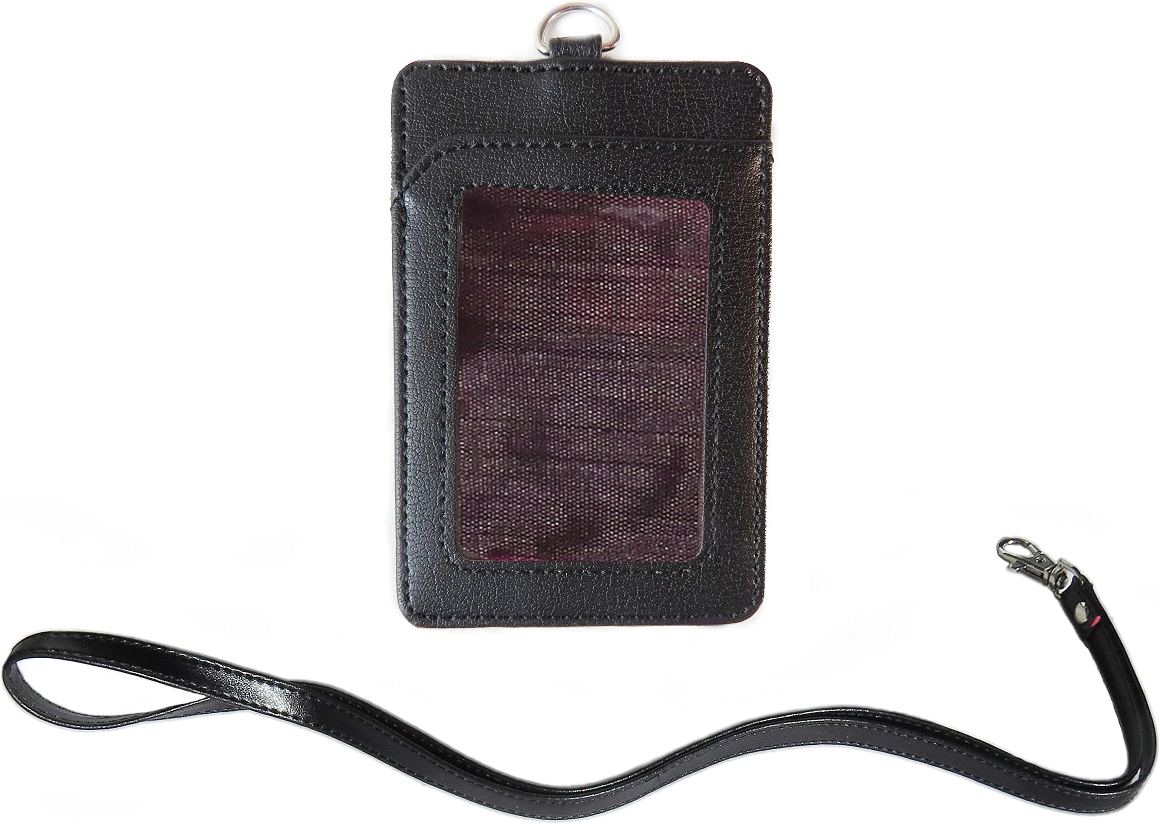 2-Sided Black Vertical Leather Credit Card and ID Holder