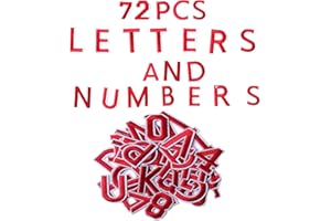 Harsgs 72 PCS Iron on Letters Numbers Patches, Embroidered Patches Letters A-Z Numbers 0-9 Applique for Clothes, Dress, Hat, Jeans, DIY Accessories, Red