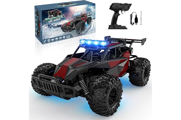 BLUEJAY Remote Control Car, 2.4GHz High Speed 33KM/H RC Cars Toys | 1:12 Monster RC Truck Off Road with LED Headlight and Rec
