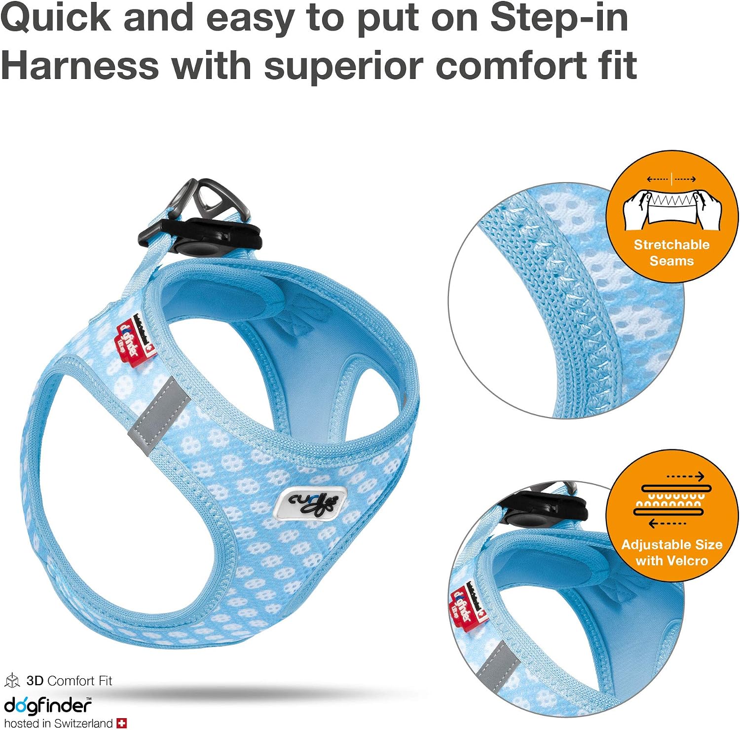Vest Air-Mesh Skyblue-Circles M & Leash L, M/L - Image 3