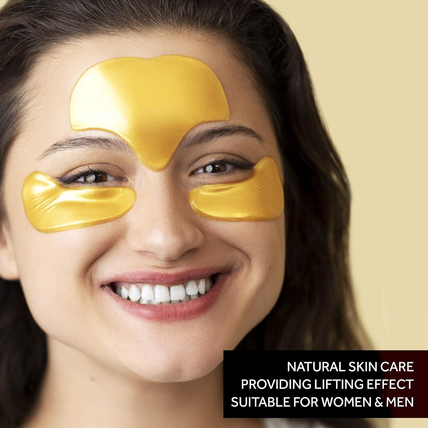 Under Eye and Forehead 24K Gold Patches - Anti-Aging Collagen Hyaluronic Acid Pads Helps Reducing Puffiness & Wrinkles & Dark Circles Bags - Gel Bags With No Parabens, Hidden Chemicals, Side Effects: Beauty