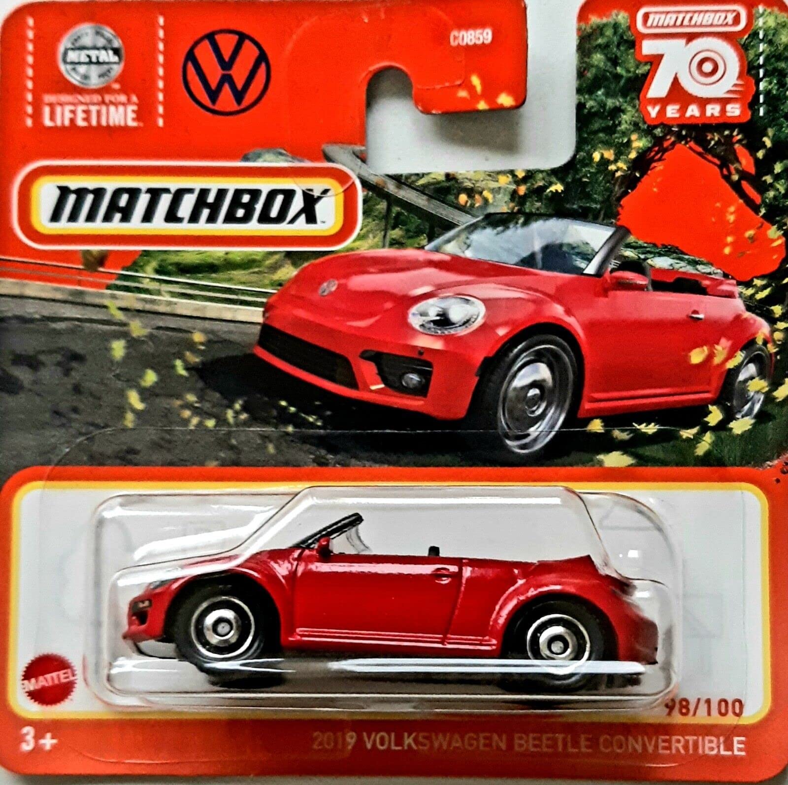 2023 Matchbox 2019 Volkswagen Beetle Convertible Red 98/100 (Short Card) HLD14