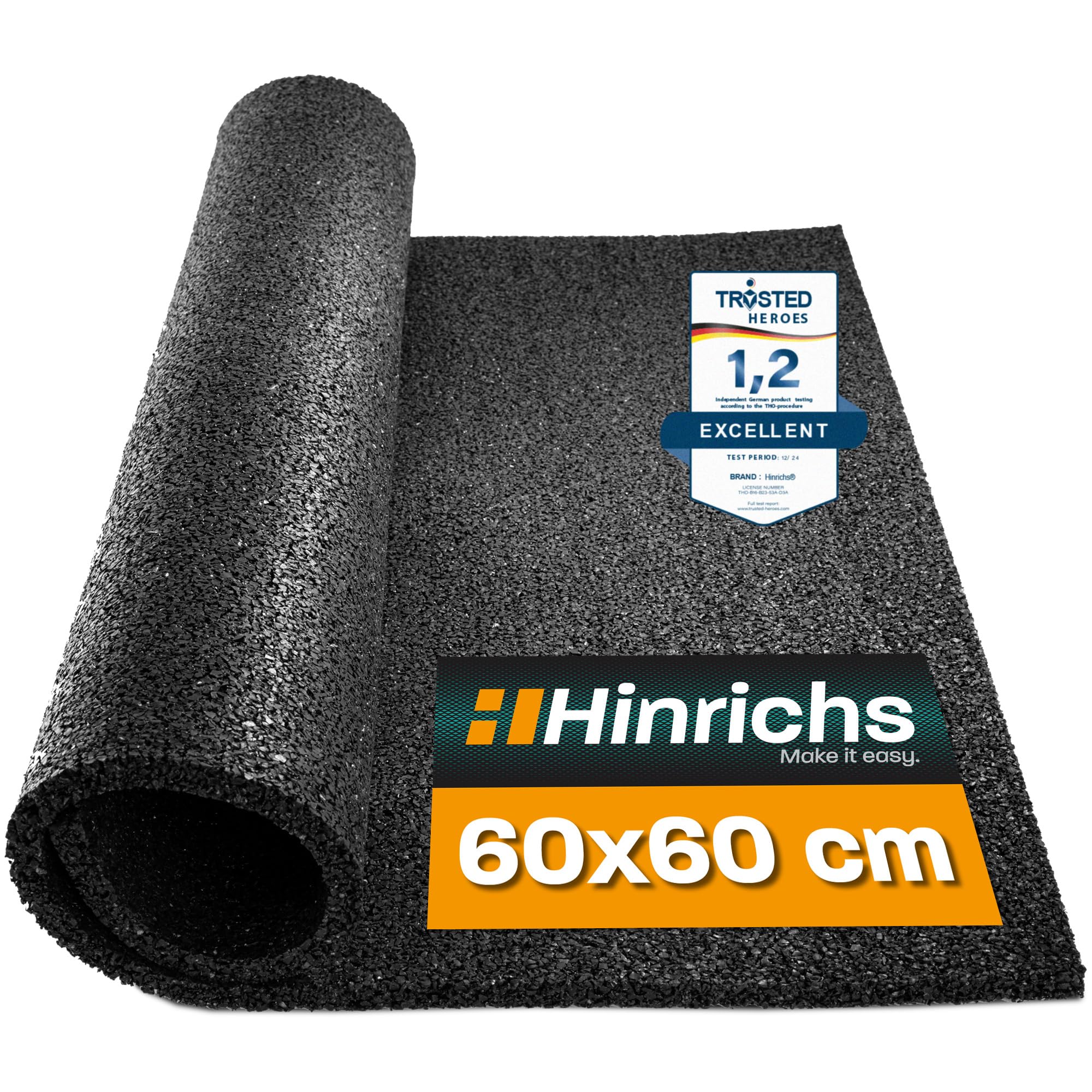 Hinrichs Anti Vibration Mat for Washing Machines - 60x60x0,6cm - Washing Machine Mat - Can Be Cut to Size -Rubber Mat
