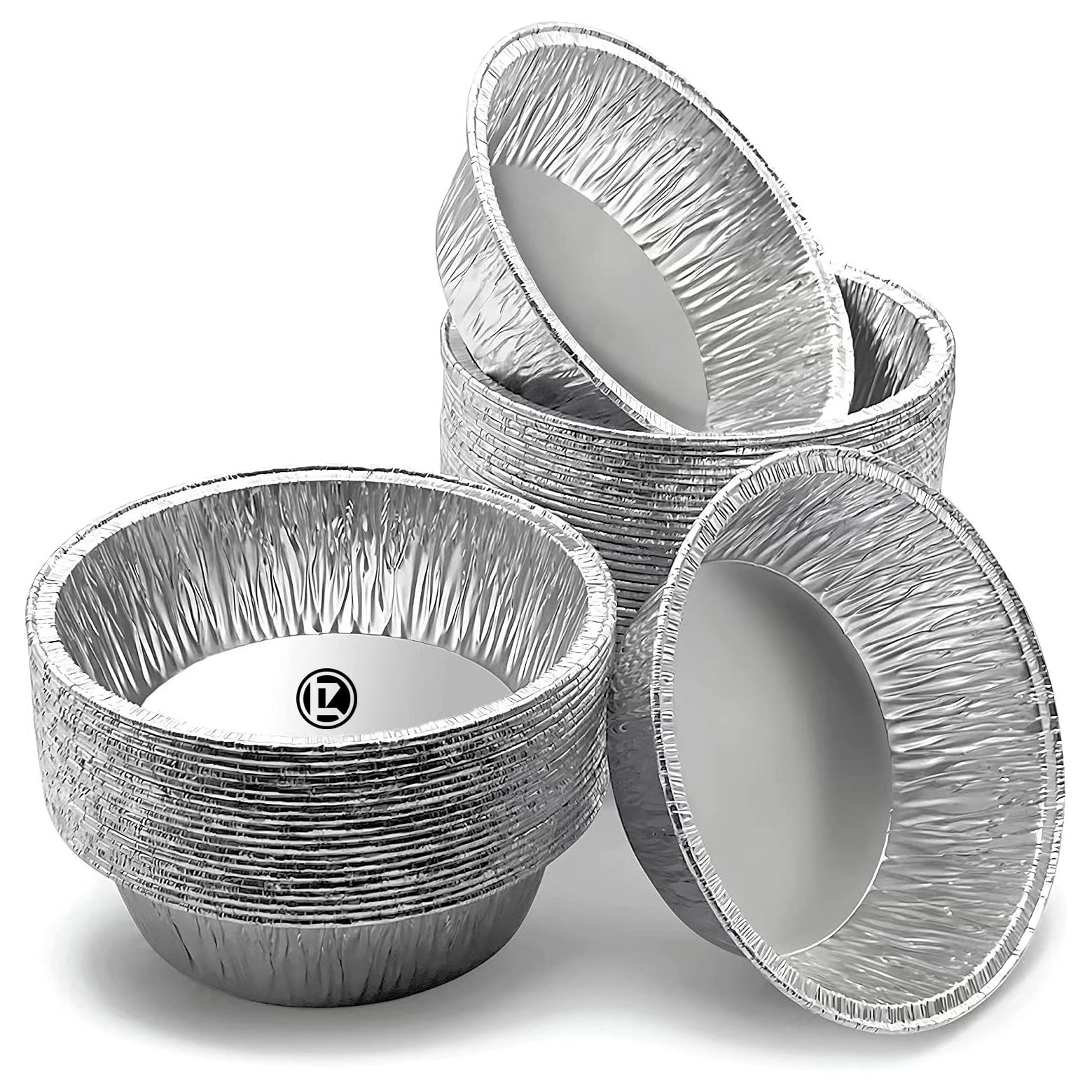 100 Pcs Aluminium Foil Trays, Muffin Cases, 7 x 2cm Baking Cups for Mini Egg Tarts, Pastry Dishes, Cake Tins, Pie Trays, Disposable Food Grade for Baking, Cooking, Party Serving