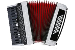 TIANCHUNYUE Accordion 34 keys 60 bass keys Lightweight instrument for beginners Adult with backpack Ergonomic strap Easy to play instrument (white)