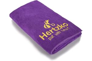 Hertzko Microfiber Pet Bath Towel, Ultra-Absorbent & Machine Washable for Small, Medium, Large Dogs and Cats (Purple)