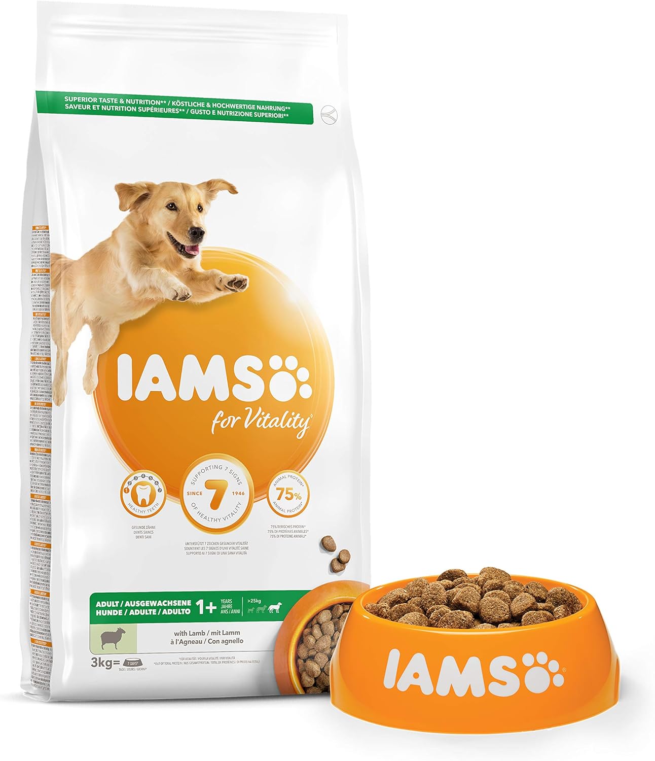 IAMS Adult Large Dry Dog Food Lamb 3kg, Bronze - Image 3