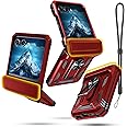 Janmitta Compatible with Moto Razr 2024/2025 Case,Razr+ Plus 2024/2025 Case with Lanyard+Hinge Protection+Finger Ring Holder Kickstand,Dual-Layer Full Body Protective Shockproof Phone Cover,Red