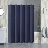 Navy Shower Curtain 152x214cm with Metal Hooks Weighted Hem view 2