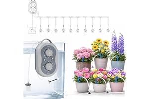 MIXC Automatic Drip Irrigation Kit for Indoor, 33 FT Drip Irrigation System with Programmable Water Timer, Plant Waterer Indo