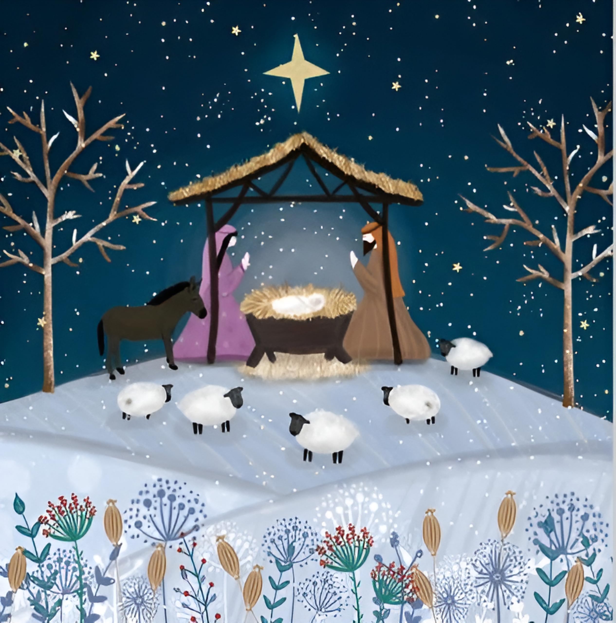 Noel Tatt Charity Christmas Cards Pack of 10 - Charity Christmas Cards with Artistic Nativity Design - Eco-Friendly Xmas Cards Multipack with Envelopes
