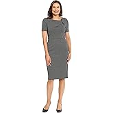 London Times Women's Sheath Dress with Draping and Bow and Twist Detail at Neck