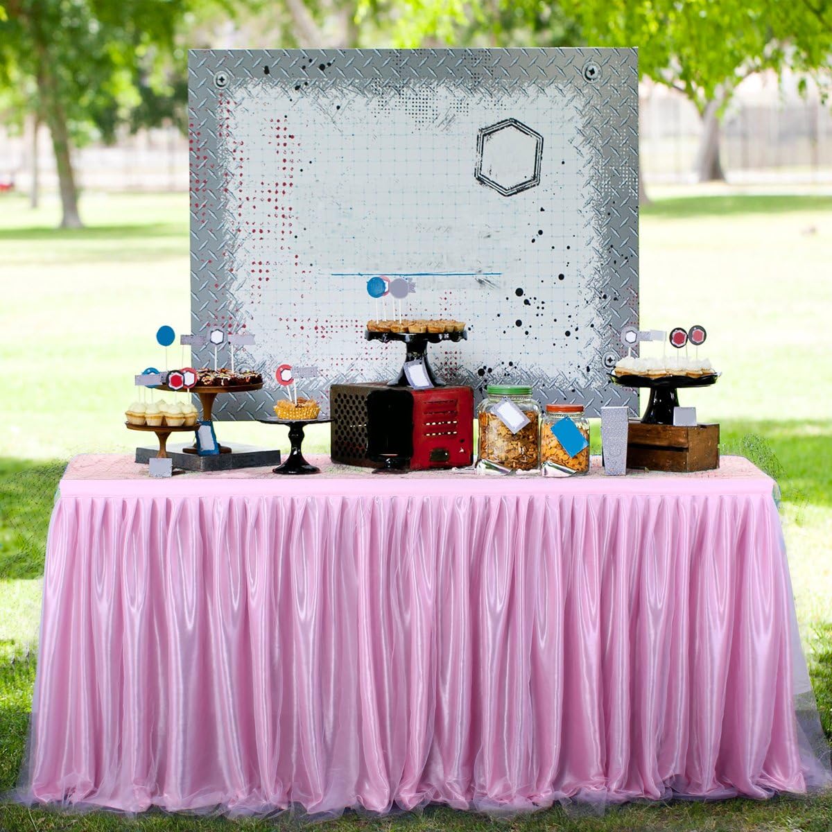 Amazon Com Pink 9ft Table Skirt Tulle For Round Or Rectangle