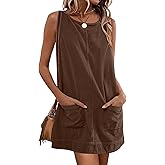 Caracilia Women Fall Dress 2026 Corduroy Overall Pinafore Skirtall Jumper Dresses with Pockets