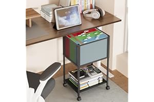 Sbanmao Letter/Legal Rolling File Cart, Narrow Mobile File Cabinet with Wheels Hanging Files, Metal Hanging File Folder Cart 