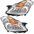 TopAutoGear Headlight Assembly For 2007 2008 2009 Nissan Altima 4Dr Sedan Headlights With Amber Reflector Headlamp Replacement And Good Sealing,Automotive Headlight Assemblies With Chrome Housing