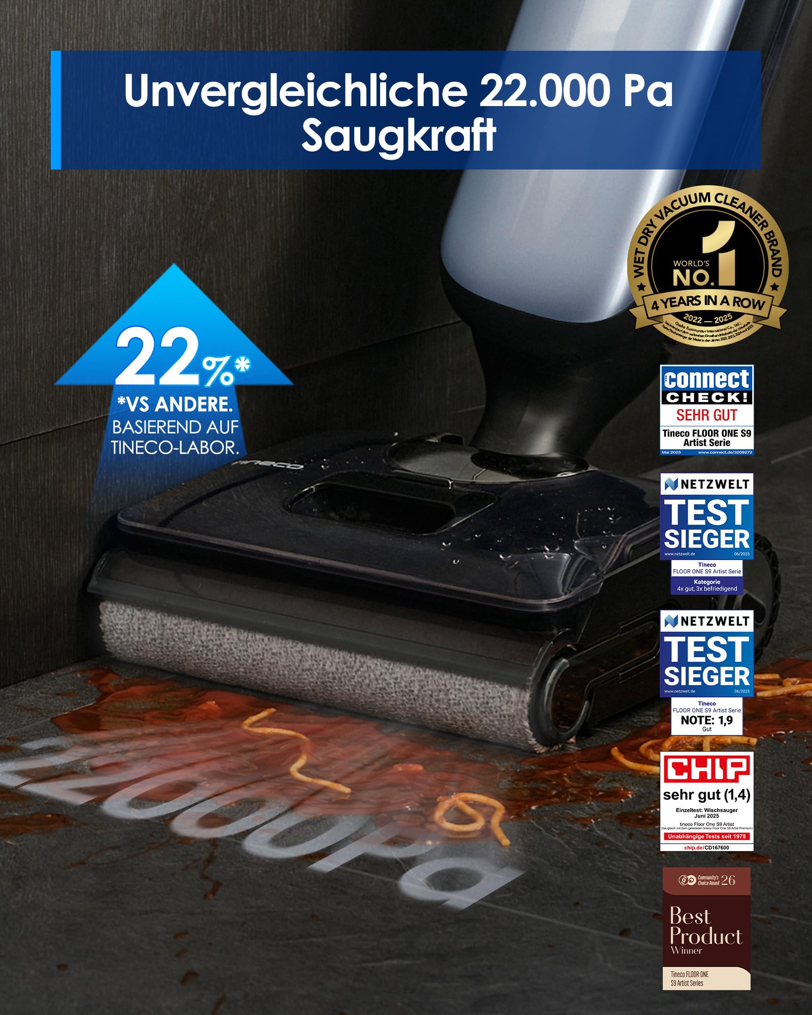 Tineco Floor ONE S9 Artist Smart Nass-Trockensauger, SmoothDrive, DualBlock 3