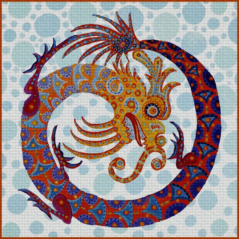 Art Needlepoint Colorful Dragon Needlepoint Kit by Tina Close