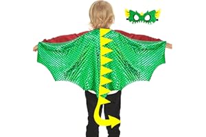 IROLEHOME Dragon-Wings Costume for Kids Mask Dinosaur Dress Up Cape as Boys Girls Child Dino Birthday Party Favors Gifts Toys