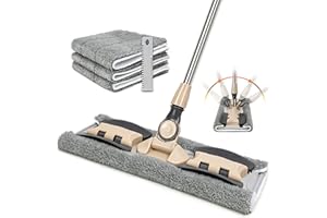 VAIIGO Professional Microfiber Mops for Hardwood Floor Cleaning, 18" Commercial Dust Flat Mops with 3 Reusable Pads and Adjustable Handle, For Home, Office, Hotel Wet or Dry Floor Cleaning